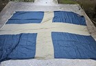 Original Vintage Greek Big Military Flag  Linen  1960s  3 6 Meters X 2 4 Meters 