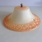 Vintage Art Deco Glass Ceiling Light Lamp Shade Pinwheel And Ribbed Coral
