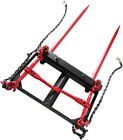 Dual Hay Bale Spear 39  Bucket Skid Steer Loader Tractor Attachment Universal