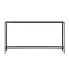 56  Silver And Gunmetal Mirrored Glass Console Table