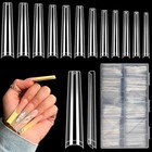 504pcs Clear Coffin Nail Tips 3xl Extra Long Half Cover False Nails Acrylic 12