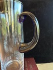 Vintage Hand Blown Martini Pitcher Cobalt Blue Handle Weighs 3 4lbs Thick Base