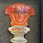 Versace Rosenthal Crystal Austria Medusa Amber Orange Wine Bottle Stopper Read
