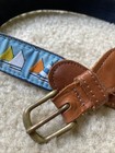 J bailey Boy   s Genuine Leather   Canvas Belt Blue Sailboats Sz 22