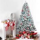 6 Ft Snow-flocked Pine Realistic Artificial Holiday Christmas Tree With Stand