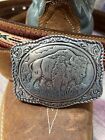 Buffalo Concho Western Silver Belt Adjustable Buckle Men Women Unique Festival