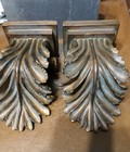 Pair Of Ornate Gothic Leaf Wall Shelves - 7 5x4x4 Inches Goldy brown Resin