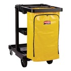 Rubbermaid Fg617388bla 3-shelf Janitor Cart With Vinyl Zippered Bag Housekeeping