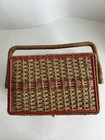 Vintage Wicker Sewing Handled Basket With Contents And Tray Made In W  Germany