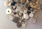 Mixed Lot Of Vintage Mother Of Pearl Buttons  Buckles  Pieces 8 Ounces