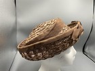 Vintage Metallic Straw Cloche Hat Butts Hats Gold Brown Scalloped Brim With Bow