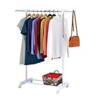 Mainstays Adjustable Rolling Garment Rack Metal Chrome  White  84-121wx44dx123 5