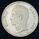 1876a Venezuela 50 Centavos Silver Coin Y15 Paris Mint Vf Condition