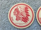 2 Vintage Beer Coasters Iroquois Brewing Closed Indian Head Beer Lot  1 Usa B277