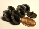 8 Nos Vtg Antique Brass Tone Metal Black Enamel Shank Buttons 15mm 9 16  12645