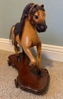 Antique Carved Wooden Horse Pull Toy With Saddle