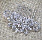 Vintage Hair Comb Bridal Wedding Crystal Rhinestone Pearl Hair Accessories 4927