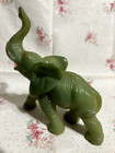 Vintage Hand Carved Green Jade Elephant Trunk-up 5 1 2  Figurine By A  Santini