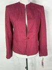 Vintage Prophecy Blazer Women 12 Pink Collarless One Button Jacket Career Office