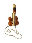 Vintage Wooden Pull Toy Duck Four Wheel Orange Wood Toy Nursery Decor