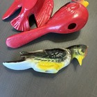 Vtg Lot 3 Large Painted Ceramic  Bird Wall Hanging Vibrant Woodpecker Cardinal