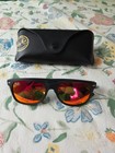 Mens Rayban Wayfarer Sunglasses Black Rubber Frame With Red Lenses Barely Used