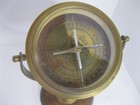 Nautical Brass Compass W  Wooden Base- Pivot Dial- 10  Tall Vintage