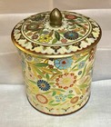 Vtg Daher Vibrant Artistic Floral Tin Canister Made In England Round Collectible