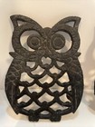 Set 2 Vintage Hoot Owl Cast Iron Trivet Footed Black 3 Legged Hot Plate 4  X 3 