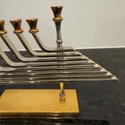 Vtg Hanukkah Menorah Chanukah Gold Silver Plated Signed Karshi Kenetic Art Deco