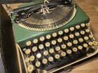 Vintage Remington Portable Typewriter 1920   s Green Yellow Keys With Case   Lock