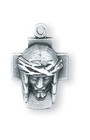 Sterling Silver Saint Jesus Christ Cross Head Pendant Medal Necklace W  Chain