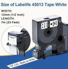 10pk For Dymo D1 Black On White S0720530 Label Tape Cassette 45013 1 2  12mm 160
