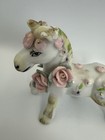 Vintage Porcelain Horse Figurine W  Applied Roses Made In Japan