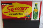 Vtg  enjoy Squirt  Soda Chalkboard Menu Embossed Tin Sign  27    X 19     Ca 1959