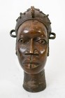 Vintage Benin Bronze 12 5  Head Queen Edo Nigeria African Brass Art Fine Patina