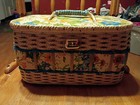 Vintage Large Woven Wicker Sewing Basket Floral By Sears Best Sewing Box