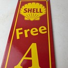 Vintage Shell Gasoline Sign - Free Air Auto Tires Gas Pump Porcelain Sign