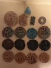 Vintage Chinese Carved Stone   Jade-style Pendant Lot - 17pc Amulet Bi Disks