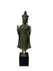 Fine Antique South Asian Lost Wax Cast Bronze Thai Burmese Standing Buddha 16   h