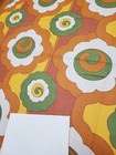 Awesome Rare Vintage Mid Century Retro 70s 60s Yel Tan Grn Floral Clouds Fabric 