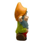 Retro 70s Garden Pixie Gnome Elf On Log Hand Painted Ceramic Poloron Statue 13   