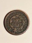 1853 Braided Hair Large Cent  Us Copper Coin  Holed  Nice Details
