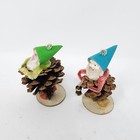 Vintage Christmas Japan Pinecone Elves Gnome Dwarf Pixie Bundle Of 2 Kitschy