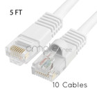 10x 5ft Cat5e Cable Ethernet Lan Network Cat5 Rj45 Patch Cord Internet White New