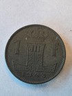 1943 Belgium 1 Franc - German Occupation Free Shipping
