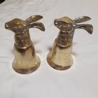Set Of 2 Rabbit Hare Head Stirrup Cups Silver Plated Brass Barware Vintage