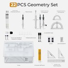 22 Pcs Compass Geometry Tools With Case  Drafting Tools Geometry Set With Swing
