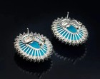 3ct 925 Silver Oval Cut Lab Created Turquoise Stud Earring 14k White Gold Finish