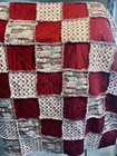 New Throw Size Rag Quilt Handmade Christmas Holiday Cottons Words Red Mugs